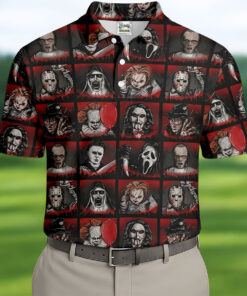 Retro Horror Character Frame Golf Shirt Classic Slasher Movie Clothing Halloween Gift