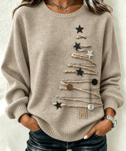 Rope Christmas Tree Sweater Christian Womens Apparel Holiday Outfit Gifts For Her