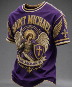 Saint Michael Archangel T-Shirt Christian Mens Apparel Religious Gifts For Husband