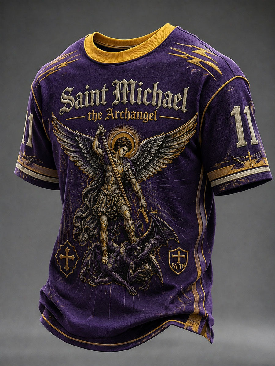 Saint Michael Merch The Archangel T-Shirt Religious Mens Clothing Faith Gifts For Men