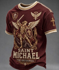 Saint Michael The Archangel T-Shirt Warrior Of God Christian Clothes Dad Gifts