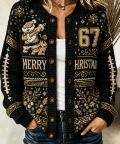 Saints Number 67 Round Neck Cardigan Christmas Womens Apparel Gift Ideas For Wife