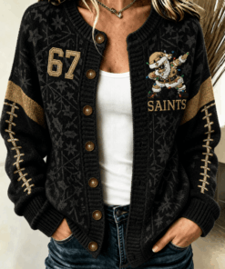 Saints Number 67 Round Neck Cardigan Xmas Women Clothing Faith Gifts For Sister