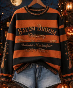 Salem Broom Company Sweatshirt Halloween Witch Clothing Gift Ideas For Friend