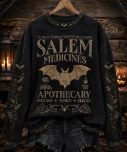 Salem Medicines Apothecary Sweatshirt Bat Witchcraft Halloween Clothes Gift For Wife