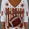 San Francisco 49ers Merch Faithful Football V-Neck Long Sleeve Shirt Gift For Wife
