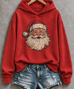 Santa Claus Face Hoodie Santa Christmas Clothing Gift Ideas For Girlfriend
