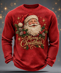 Santa Claus Long Sleeve Shirt Merry Christmas Mens Apparel Gifts For Husband