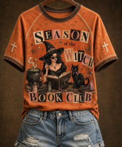 Season Of The Witch T-Shirt Halloween Gothic Black Cat Clothing Gifts For Sister