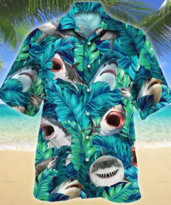 Shark Hawaiian Shirt Tropical Shark Aloha Shirt Summer Themed Gifts For Shark Lovers - Homegiftaura