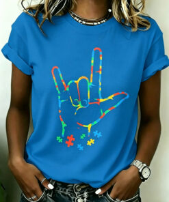 Sign Language I Love You Autism T-Shirt Colorful Hand Clothing Gift For Speech Therapists - Homegiftaura