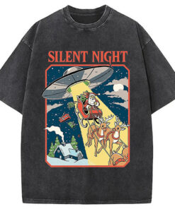 Silent Night Washed T Shirt Everyday Comfort Graphic Shirt Gifts For BFF Gypsysystersgift - Homegiftaura