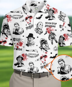 Sketch Horror Character Polo Shirt Retro Scary Movie Merch Halloween Gifts For Men