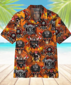 Skull Firefighter Hawaiian Shirt Best Aloha Shirt Unique Gifts For Firefighter Famerry - Homegiftaura