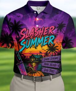Slasher Summer Beach Polo Shirt Halloween Screams Mens Clothing Unique Gifts