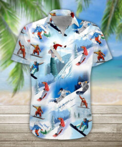 Snowboarding Hawaiian Shirt Skiing Button Up Shirt Present Ideas For Skiers Famerry - Homegiftaura
