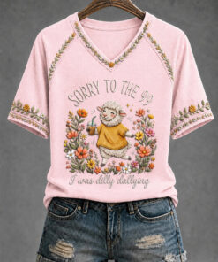 Sorry To The 99 V-Neck T-Shirt Cute Sheep Christian Apparel Presents For Sister