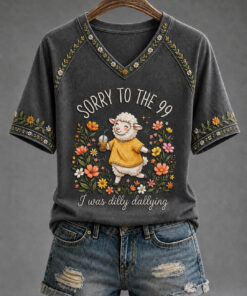 Sorry To The 99 V-Neck T-Shirt Cute Sheep Faith Clothing Christian Gifts For Her
