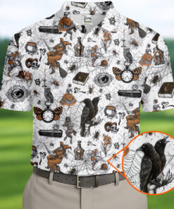 Spider Witch Skull Polo Shirt Gothic Halloween Mens Clothing Gifts For Brother