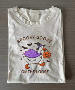 Spooky Goose On The Loose T-Shirt Halloween Witch Goose Merch Halloween Gifts For Her