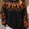 Spooky Halloween Black Cat Sweater Haunted Pumpkin Goth Clothing Mom Gifts