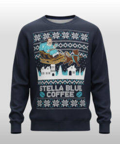 Stella Blue Coffee Ugly Sweatshirt Christmas Holiday Clothes Coffee Lover Festive Gifts