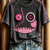 Stitched Monster Face T-Shirt Halloween Spooky Tee Halloween Gifts For Girlfriend