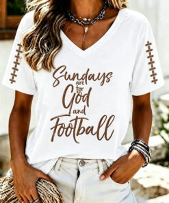 Sundays Are For God V-Neck T-Shirt Faith Sport Womens Merch Presents For Sister