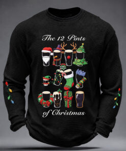 The 12 Pints Of Christmas Long Sleeve Shirt Alcohol Drinking Xmas Clothing Beer Lover Gift