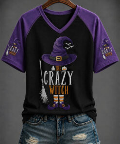 The Crazy Witch Lives Here V-Neck T-Shirt Halloween Womens Apparel Ideas For Girlfriend