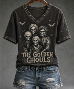 The Golden Girls V-Neck T-Shirt Halloween Womens Apparel Spooky Season Gifts For Mother