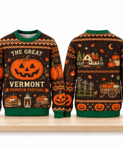 The Great Vermont Pumpkin Festival Ugly Sweater Halloween Mens Clothing Spooky Holiday Gift
