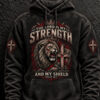 The Lord Is My Strength Hoodie Christian Lion Cross Clothes Faith Gifts For Men