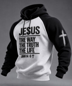 The Way The Truth The Life Hoodie Jesus Christian Merch Cross Gifts For Men