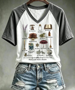 There's A Little Witch In All Of Us V-Neck T-Shirt Halloween Cocktail Apparel Gifts For Mom
