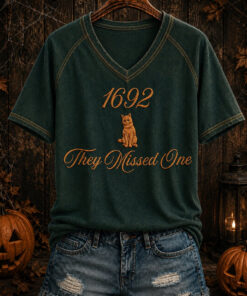 They Missed One 1692 V-Neck T-Shirt Salem Witch Cat Clothing Halloween Gifts For Fan
