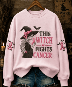 This Witch Fights Cancer Sweatshirt Breast Cancer Awareness Merch Spooky Lover Gift Ideas