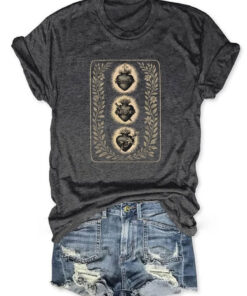 Three Hearts Of The Holy Family T-Shirt Religious Art Three Shirt Gift For Her - Homegiftaura