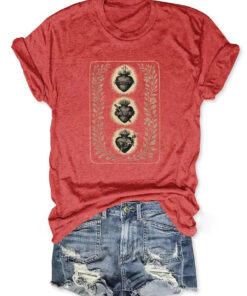 Three Hearts Of The Holy Family T-Shirt Spiritual Art Three Shirt Gift For Catholics - Homegiftaura