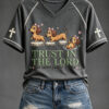 Trust In The Lord V-Neck T-Shirt Dachshund Christian Dog Clothing Faith Gifts For Her