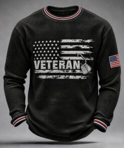 US Veteran Merch American Flag Long Sleeve Shirt Patriotic Military Gifts For Husband