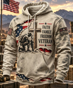 US Veteran Merch Faith Family Freedom Hoodie Faith Gifts For Military Men