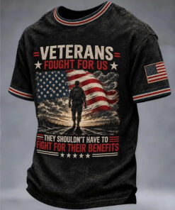 US Veteran Merch Fought For Us T-Shirt Proud US Military Veteran Dad Gifts