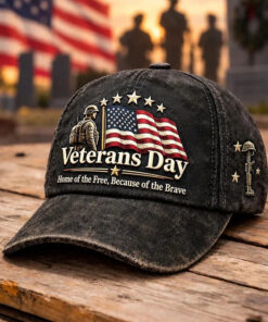 US Veteran Merch Home Of The Free Baseball Hat Patriotic US Flag Gifts For Military
