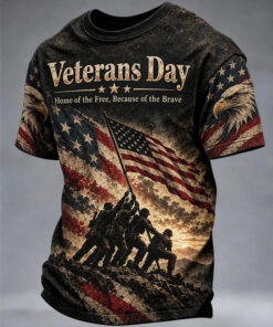 US Veteran Merch Home Of The Free T-Shirt Patriotic US Flag Honor Military Gifts