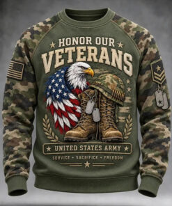 US Veteran Merch Honor Our Veterans Camo Sweatshirt Patriotic Military Gift