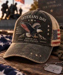 US Veteran Merch Honoring All Who Served Baseball Hat US Bald Eagle Gifts For Patriotic Dad