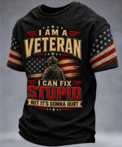 US Veteran Merch I Can Fix Stupid T-Shirt Military Gifts For Husband
