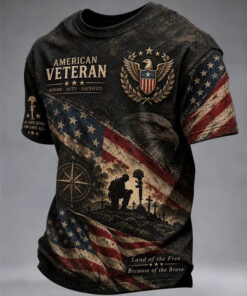 US Veteran Merch Land Of The Free T-Shirt Honor Gifts For Patriotic Military