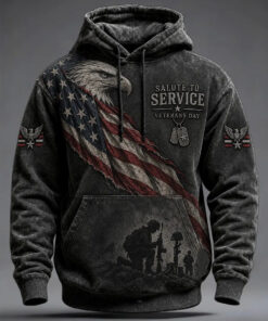 US Veteran Merch Salute To Service Hoodie Proud Gifts For Military